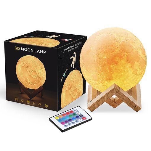 LÁMPARA LED 3D EN FORMA DE LUNA 🌕 | INALÁMBRICA Y MULTICOLOR