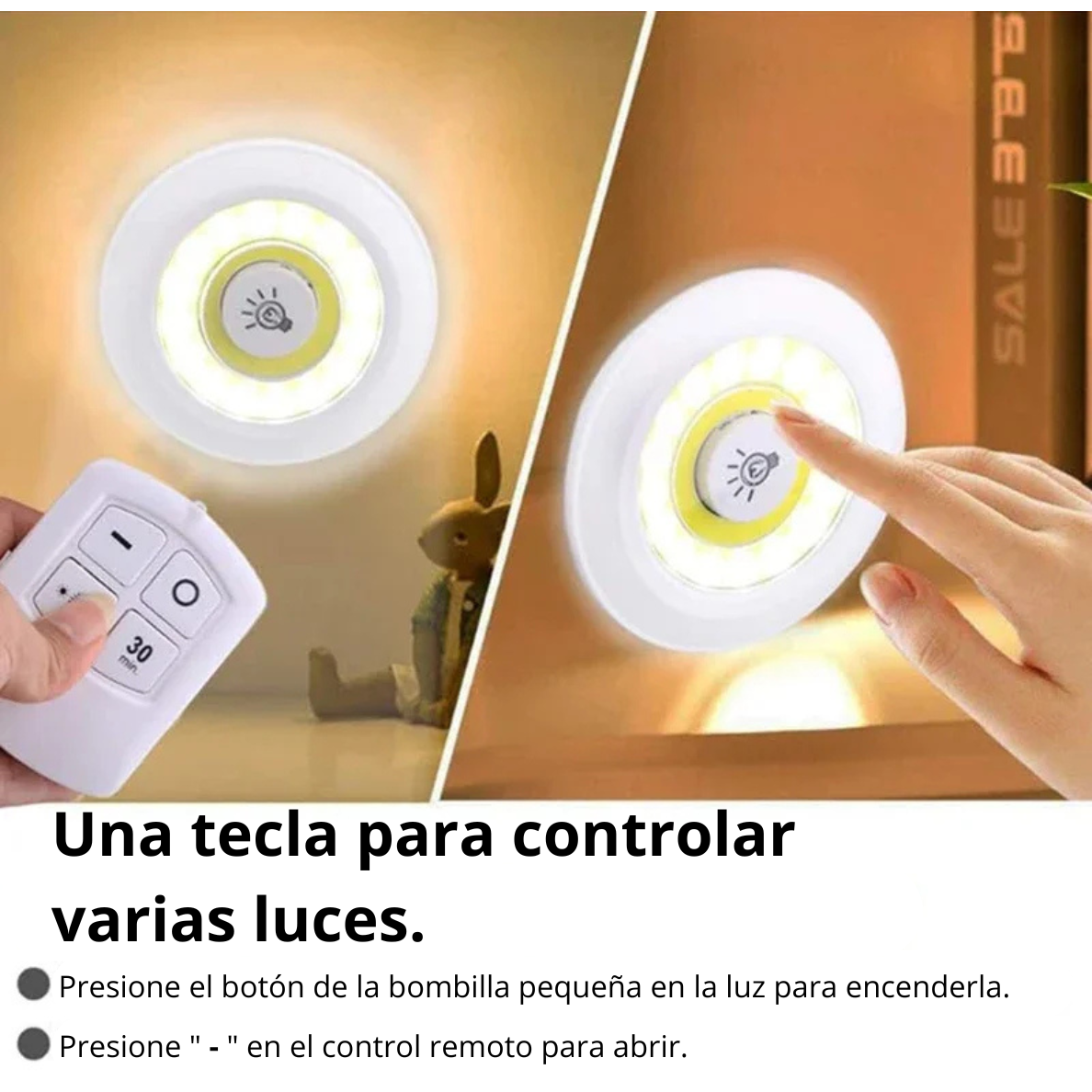 KIT 3 LUCES LED INALÁMBRICAS CON CONTROL REMOTO