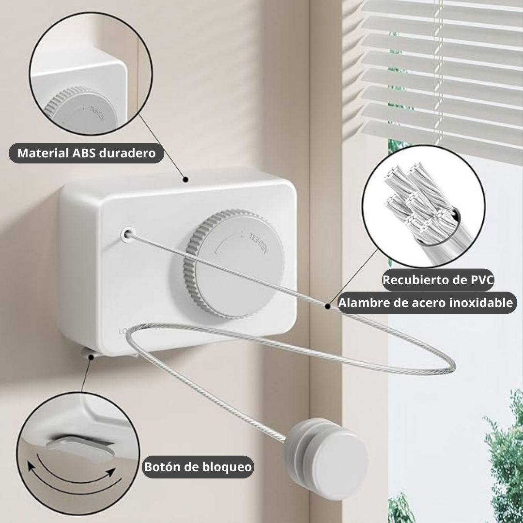 Tendedero Retráctil para Interiores y Exteriores