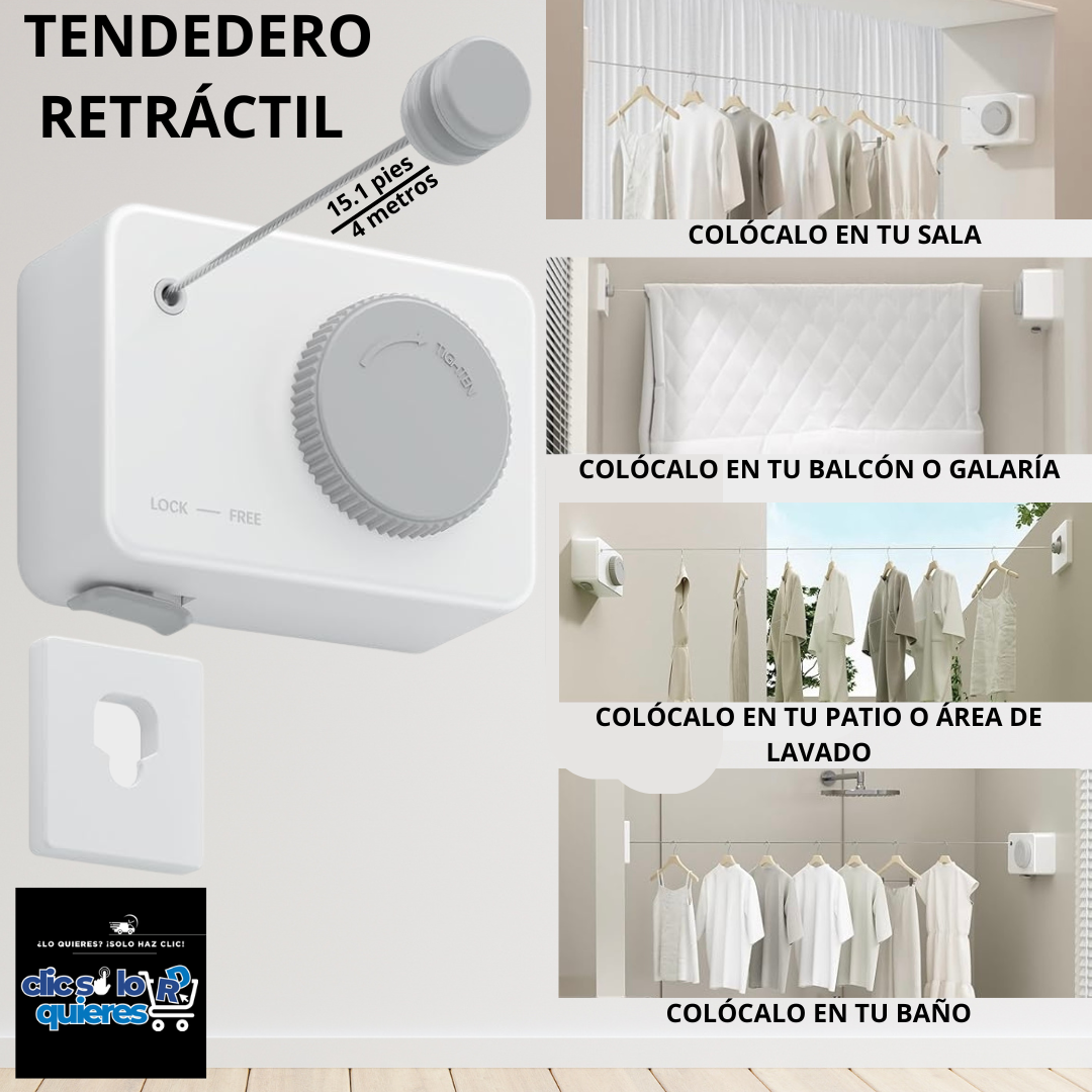 Tendedero Retráctil para Interiores y Exteriores